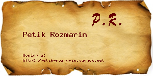 Petik Rozmarin névjegykártya